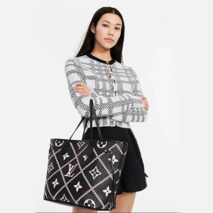 Louis Vuitton Black Neverfull Women MM Tote Bag