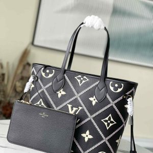 Louis Vuitton Grid Tote Black Neverfull Women MM Tote Bag 2