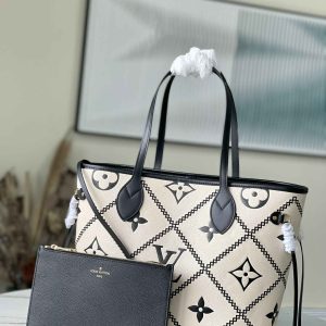 Louis Vuitton Grid Tote White Neverfull Women MM Tote Bag 1