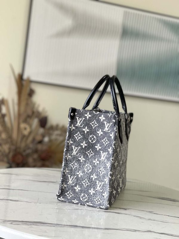 Louis Vuitton Jacquard Denim Noir Onthego M46448 MM Black