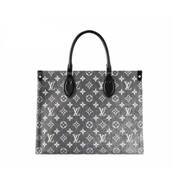 Louis Vuitton Jacquard Denim Noir Onthego M46448 MM Black