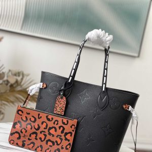 Louis Vuitton Leopard Tote Black Neverfull Women MM Fall Winter Tote Bag 5