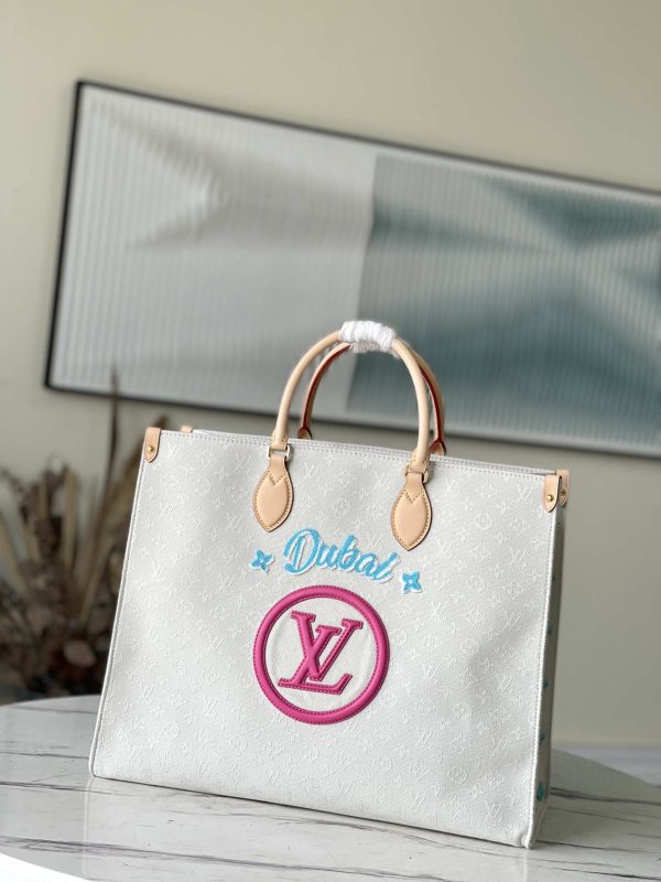 Louis Vuitton Onthego City Dubai White Tote MM GM Free Shipping