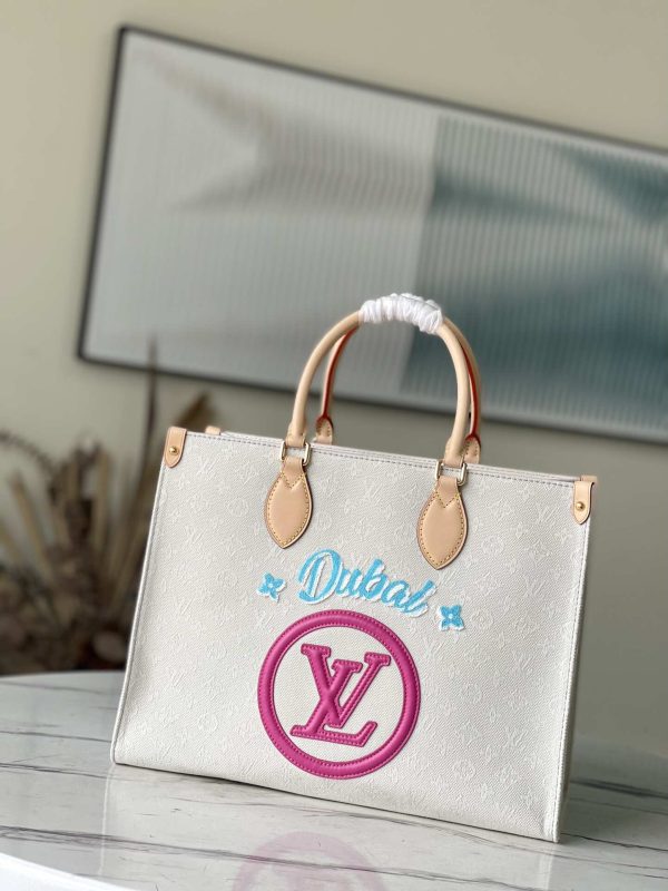 Louis Vuitton Onthego City Dubai White Tote MM GM Free Shipping