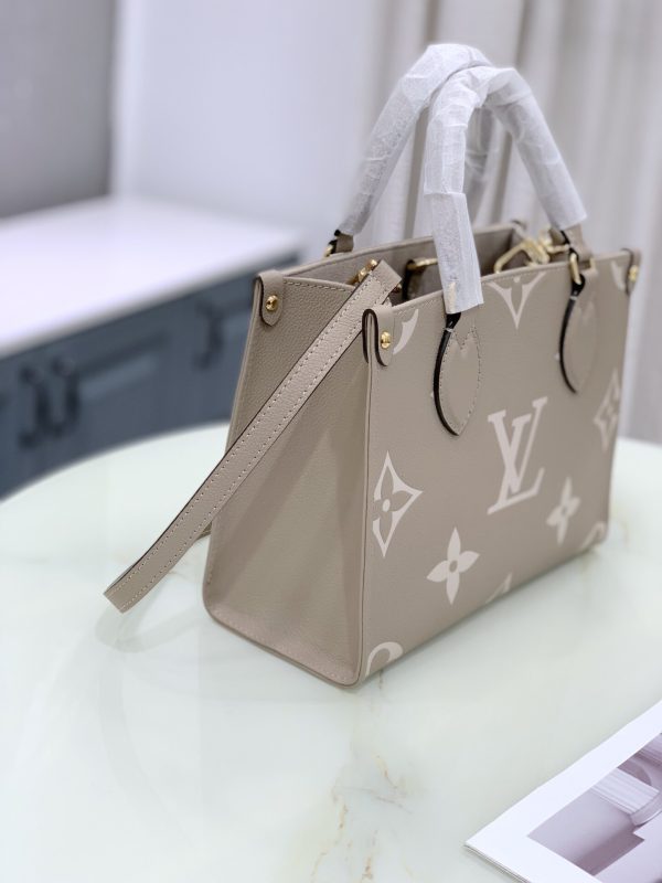 Louis Vuitton Onthego M45779 M45654 PM Grey Leather Small Tote