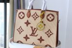 Louis Vuitton Onthego M57644 Brown Raffia GM MM Tote Summer Holiday