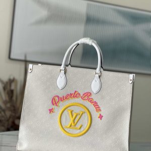 Louis Vuitton Onthego White Tote Shopping Holiday Bag 2size Free Shipping 1