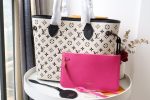 Louis Vuitton Tote Black White Neverfull Women MM Tote Bag