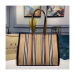 Burberry Logo and Stripe E-canvas Portrait Tote Bag 80223771