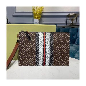 Burberry Monogram Stripe E-canvas Zip Pouch 80188941