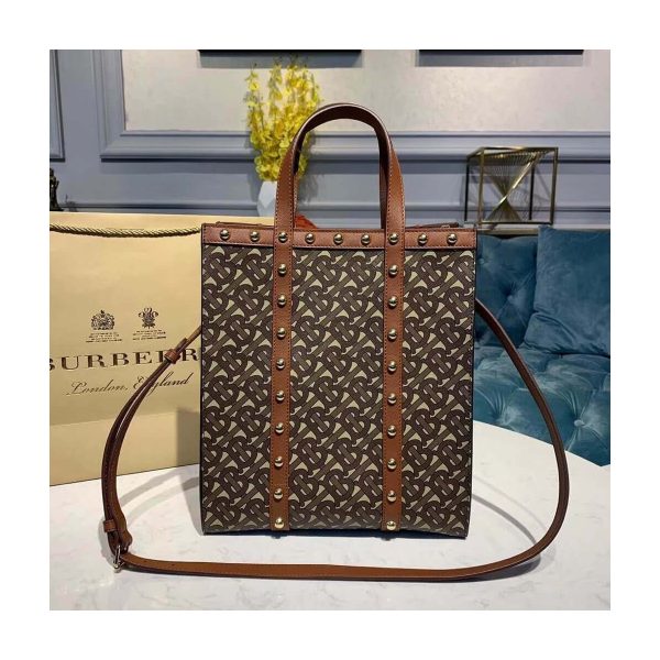 Burberry Small Monogram Print E-canvas Portrait Tote Bag 80250761