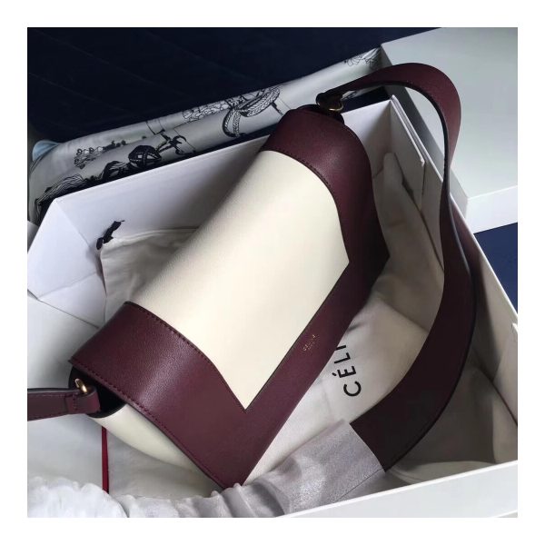 Celine Frame Medium Shoulder Bag 180263 Burgundy/White