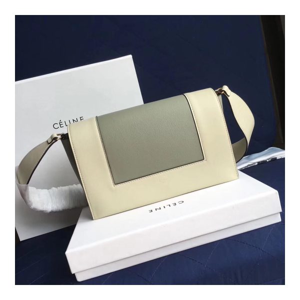 Celine Frame Medium Shoulder Bag 180263 White/Light Green