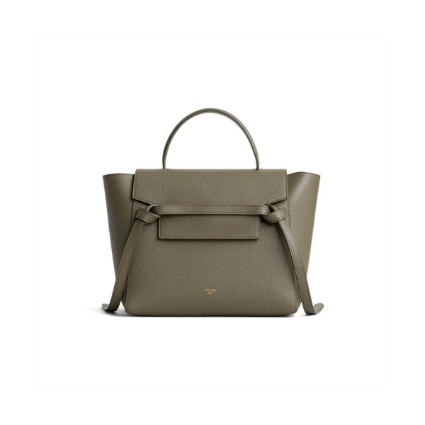 Celine Micro Belt Bag In Grained Calfskin 189153 Army Green