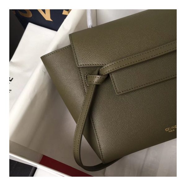 Celine Micro Belt Bag In Grained Calfskin 189153 Army Green