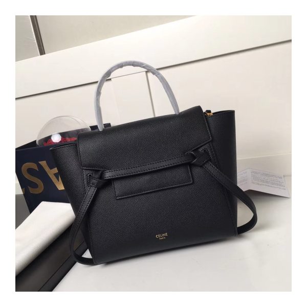 Celine Micro Belt Bag In Grained Calfskin 189153 Black