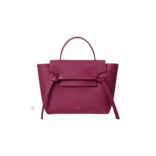 Celine Micro Belt Bag In Grained Calfskin 189153 Burgundy