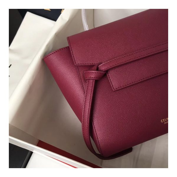 Celine Micro Belt Bag In Grained Calfskin 189153 Burgundy