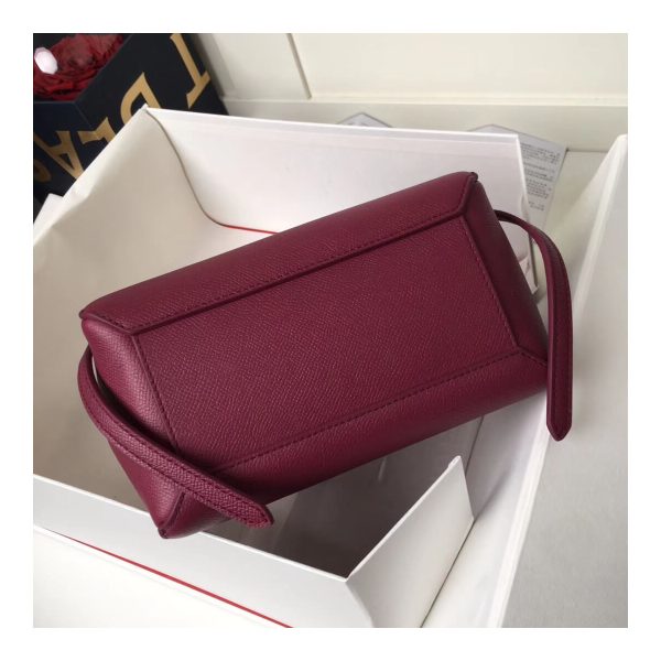 Celine Micro Belt Bag In Grained Calfskin 189153 Burgundy