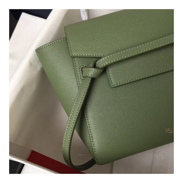 Celine Micro Belt Bag In Grained Calfskin 189153 Green