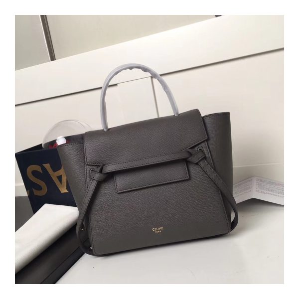 Celine Micro Belt Bag In Grained Calfskin 189153 Grey