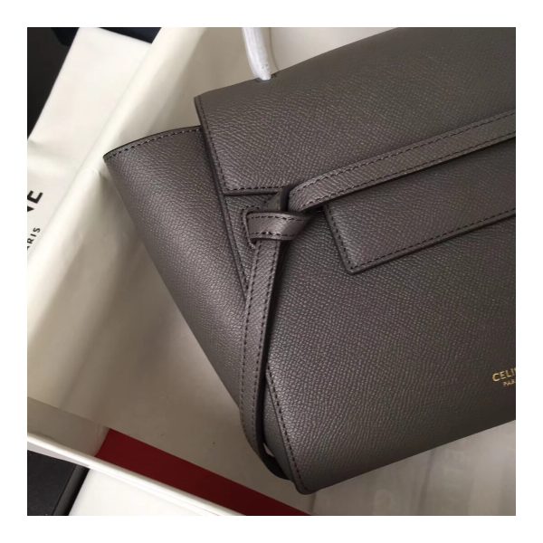 Celine Micro Belt Bag In Grained Calfskin 189153 Grey