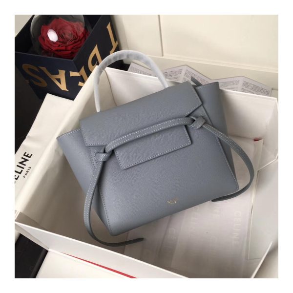 Celine Micro Belt Bag In Grained Calfskin 189153 Light Blue