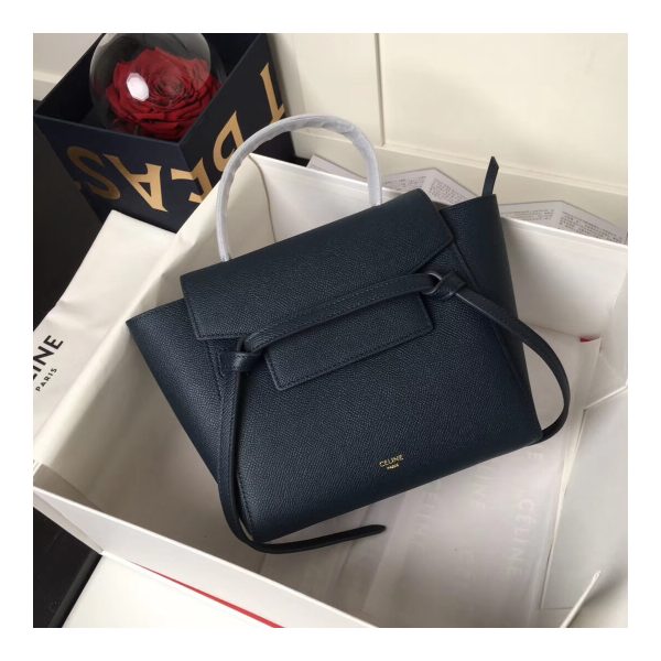 Celine Micro Belt Bag In Grained Calfskin 189153 Navy Blue