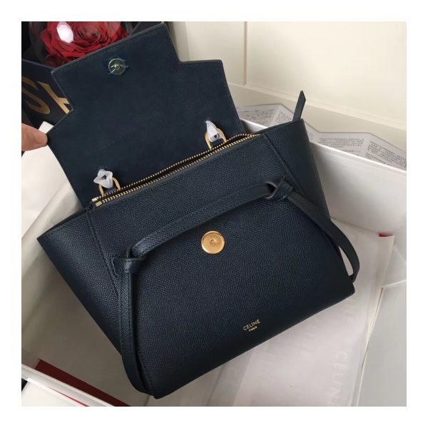 Celine Micro Belt Bag In Grained Calfskin 189153 Navy Blue