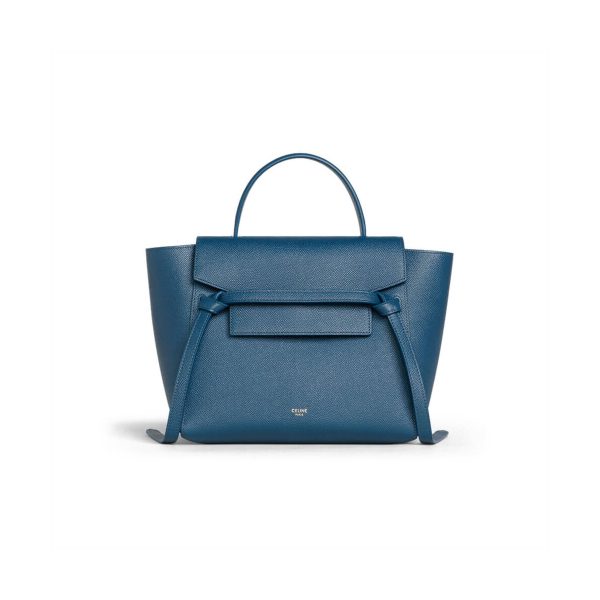 Celine Micro Belt Bag In Grained Calfskin 189153 Petrol