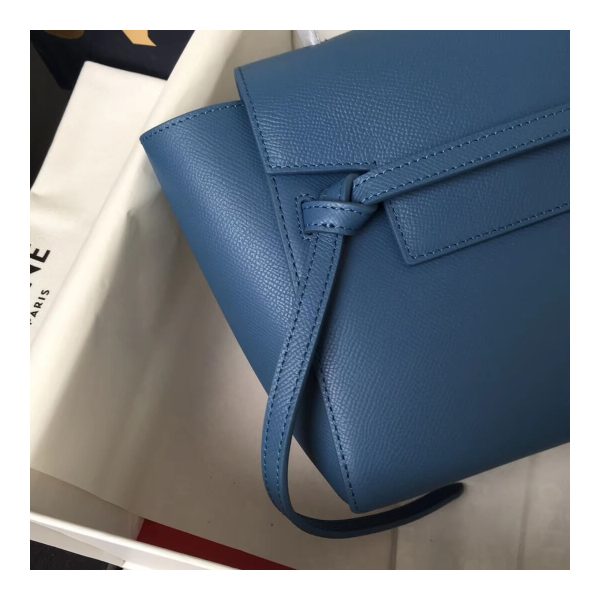 Celine Micro Belt Bag In Grained Calfskin 189153 Petrol