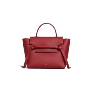 Celine Micro Belt Bag In Grained Calfskin 189153 Ruby