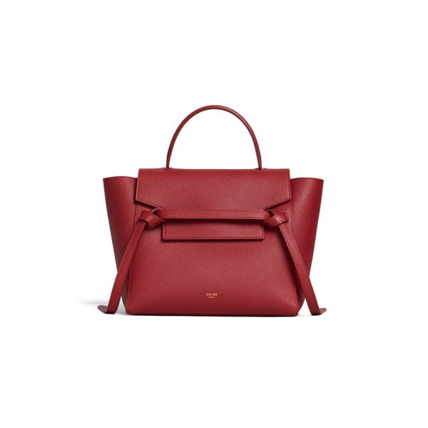 Celine Micro Belt Bag In Grained Calfskin 189153 Ruby