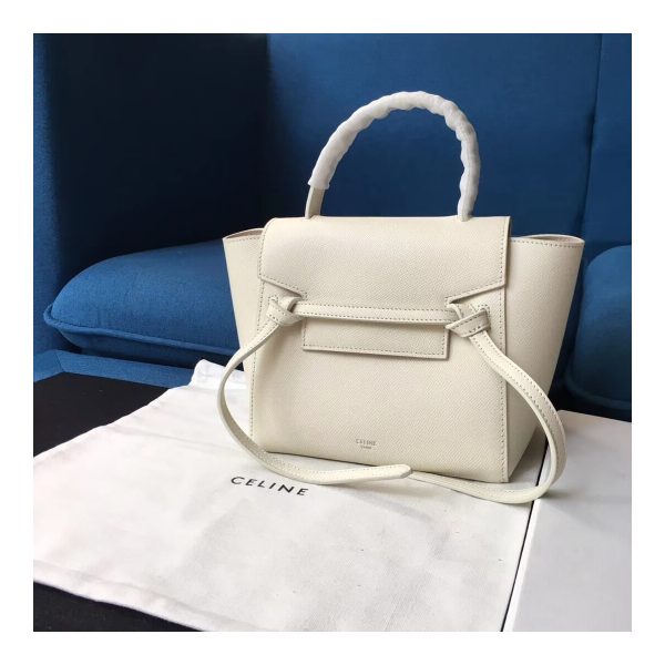 Celine Micro Belt Bag In Grained Calfskin 189153 White