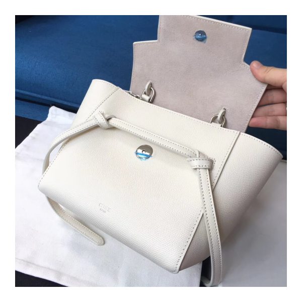 Celine Micro Belt Bag In Grained Calfskin 189153 White