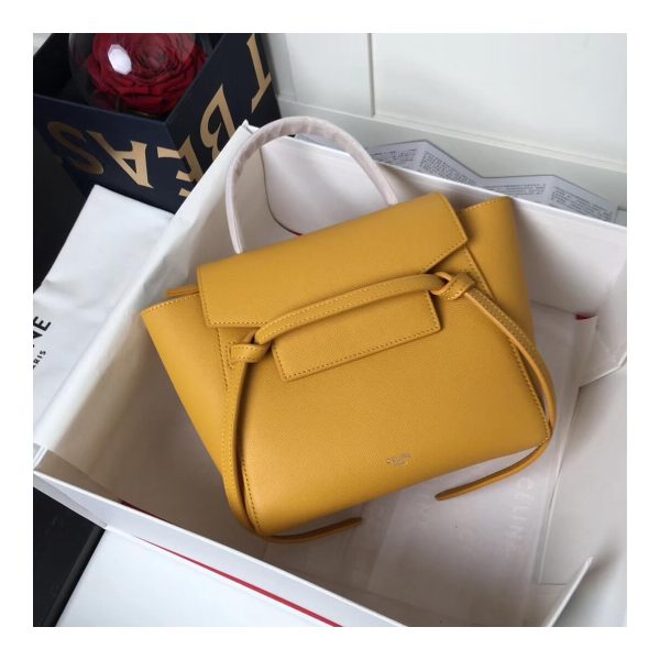 Celine Micro Belt Bag In Grained Calfskin 189153 Yellow