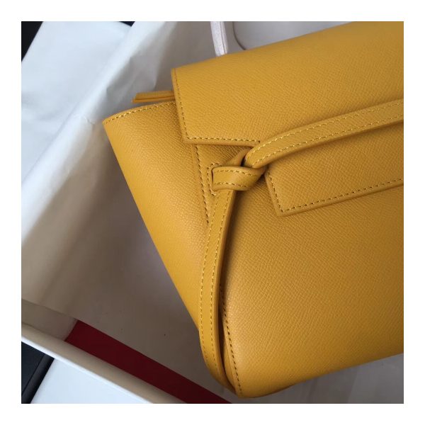 Celine Micro Belt Bag In Grained Calfskin 189153 Yellow