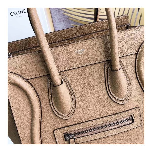 Celine Micro Luggage Handbag In Drummed Calfskin 189793