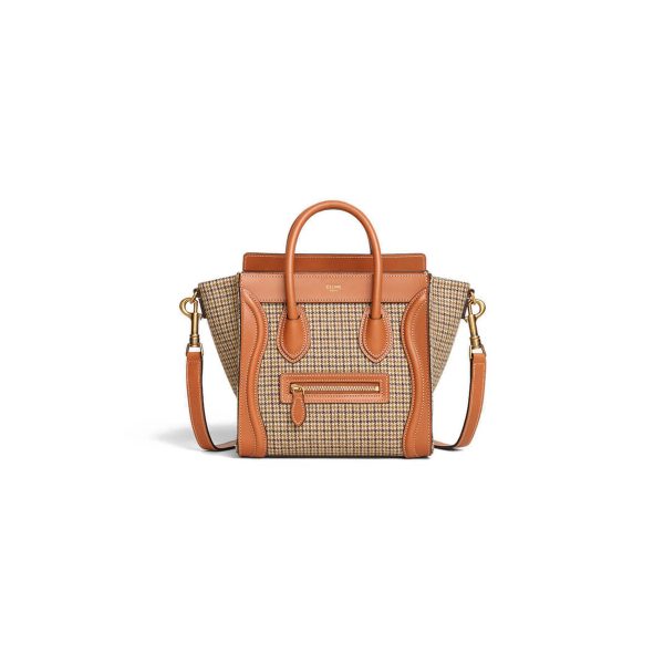 Celine Nano Luggage Bag In Tweed And Smooth Calfskin 189242