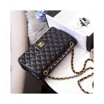 Chanel 1112 Black Medium Size 2.55 Lambskin Leather Flap Bag