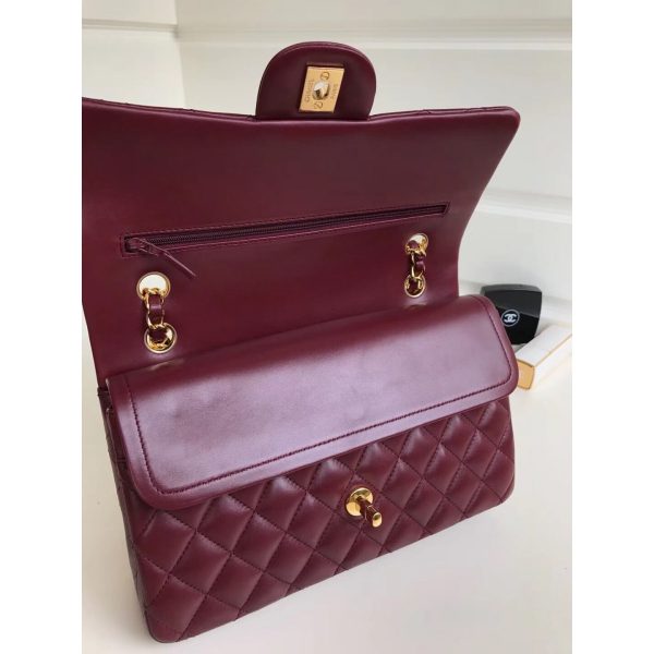 Chanel 1112 Burgundy Medium Size 2.55 Lambskin Leather Flap Bag