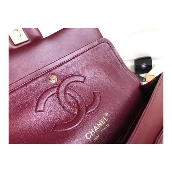 Chanel 1112 Burgundy Medium Size 2.55 Lambskin Leather Flap Bag