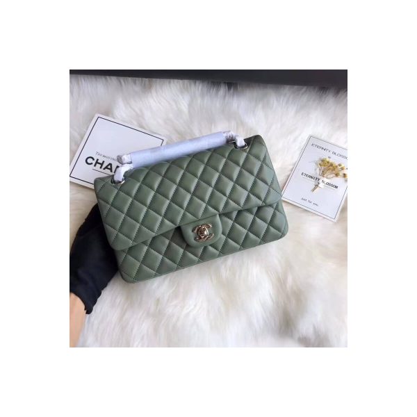 Chanel 1112 Green Medium Size 2.55 Lambskin Leather Flap Bag