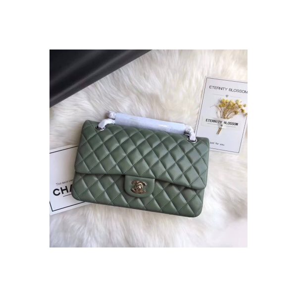 Chanel 1112 Green Medium Size 2.55 Lambskin Leather Flap Bag