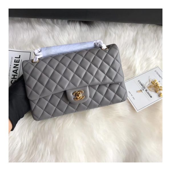 Chanel 1112 Grey Medium Size 2.55 Lambskin Leather Flap Bag