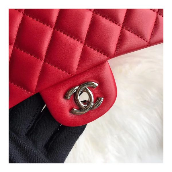 Chanel 1112 Red Medium Size 2.55 Lambskin Leather Flap Bag