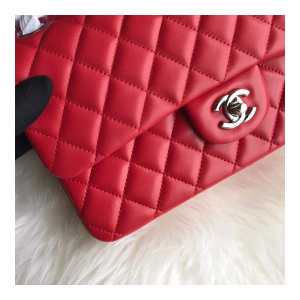 Chanel 1112 Red Medium Size 2.55 Lambskin Leather Flap Bag