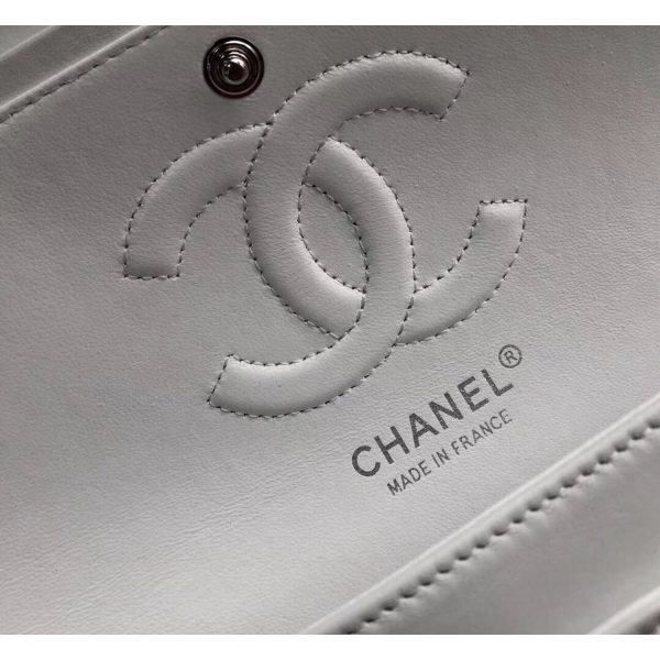 Chanel 1112 White Medium Size 2.55 Lambskin Leather Flap Bag