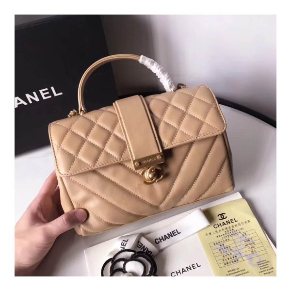 Chanel Calfskin Flap Bag With Top Handle AS0804