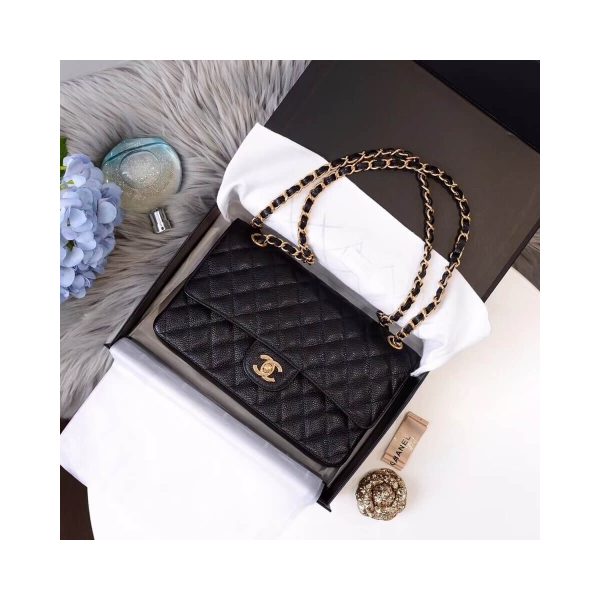 Chanel Caviar Calfskin Classic Flap Bag A01112 Black